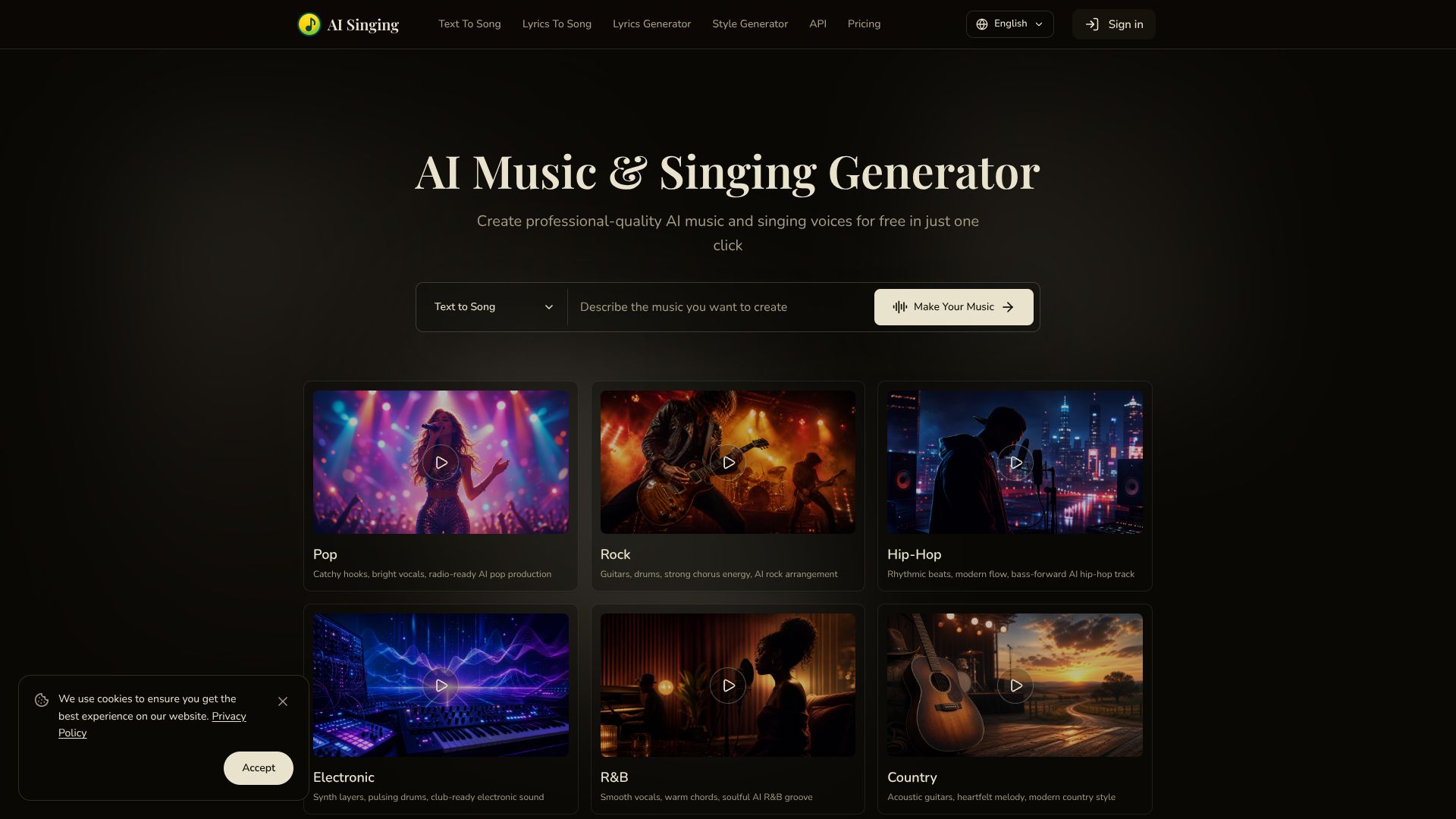 AI Singing – 免費AI音樂與歌聲生成器