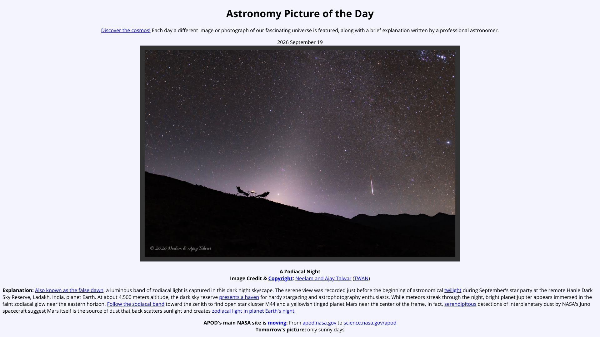 NASA APOD – 每日天文一图