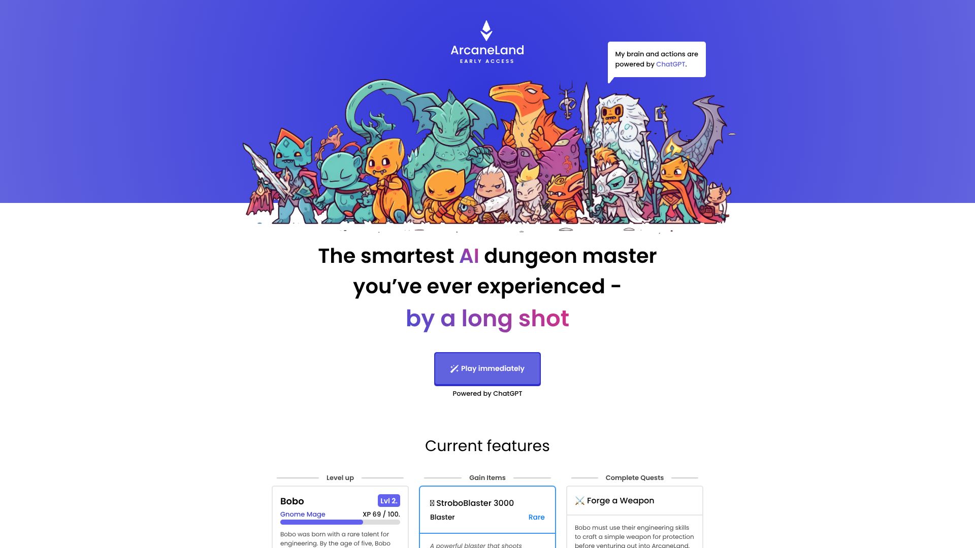 ArcaneLand – ChatGPT驱动的AI文字冒险与跑团游戏