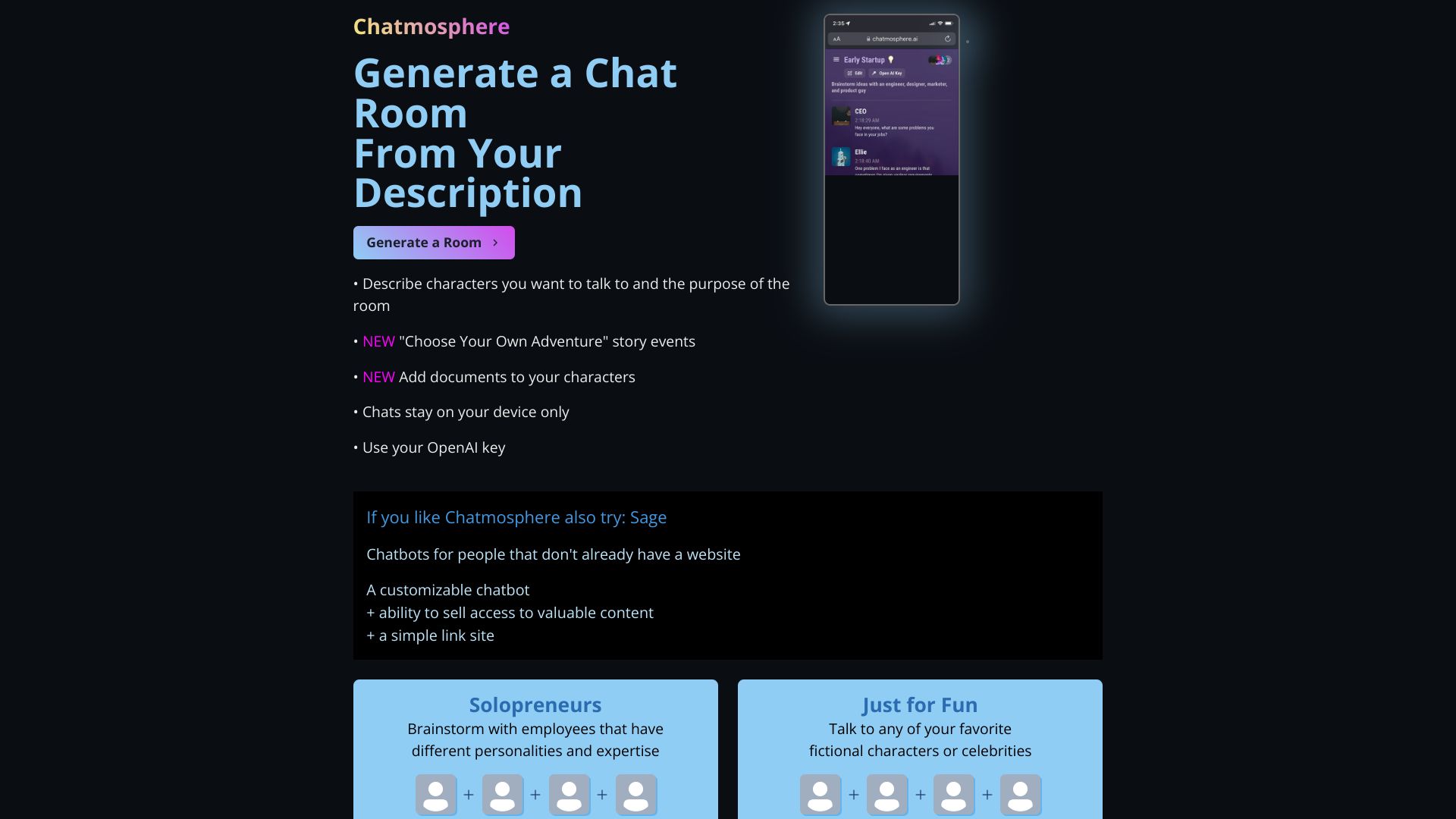 Chatmosphere – AI 虚拟聊天室生成器