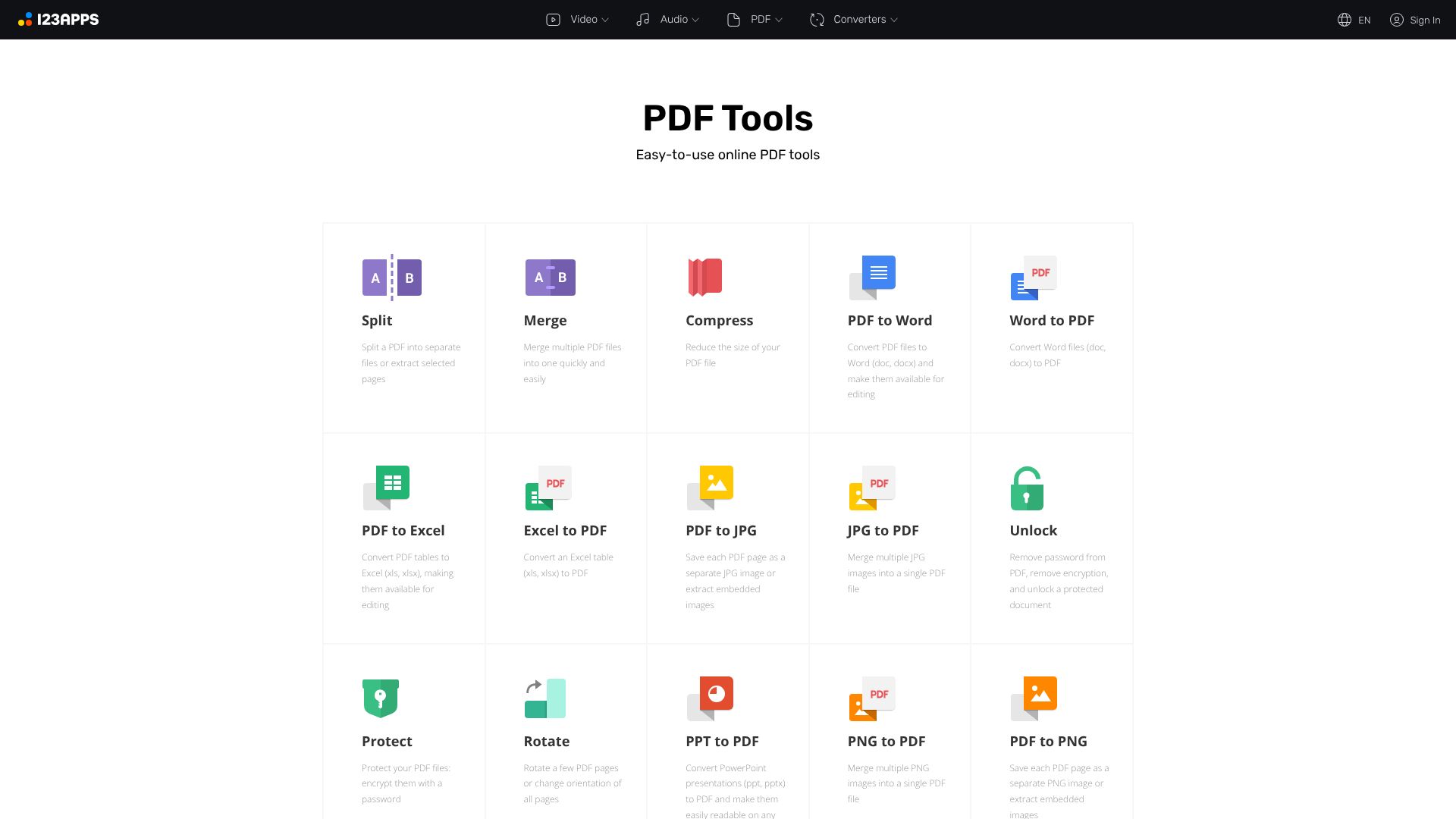 PDF.io – 免费好用的在线PDF多功能处理工具箱
