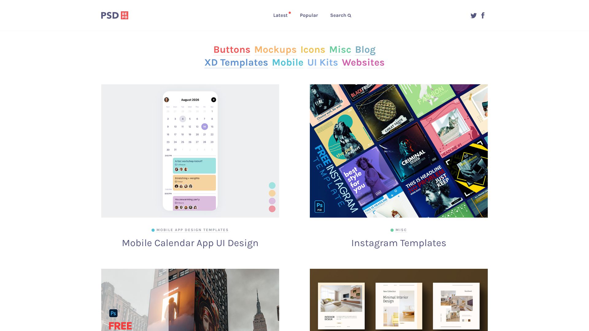 PSD Repo – 免费高品质PSD与Adobe XD设计模板资源库