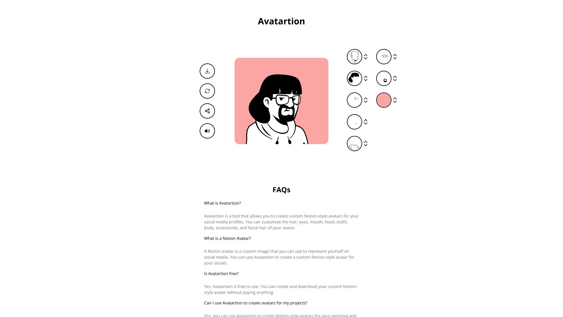 Avatartion – Notion 风格个性化头像在线生成器