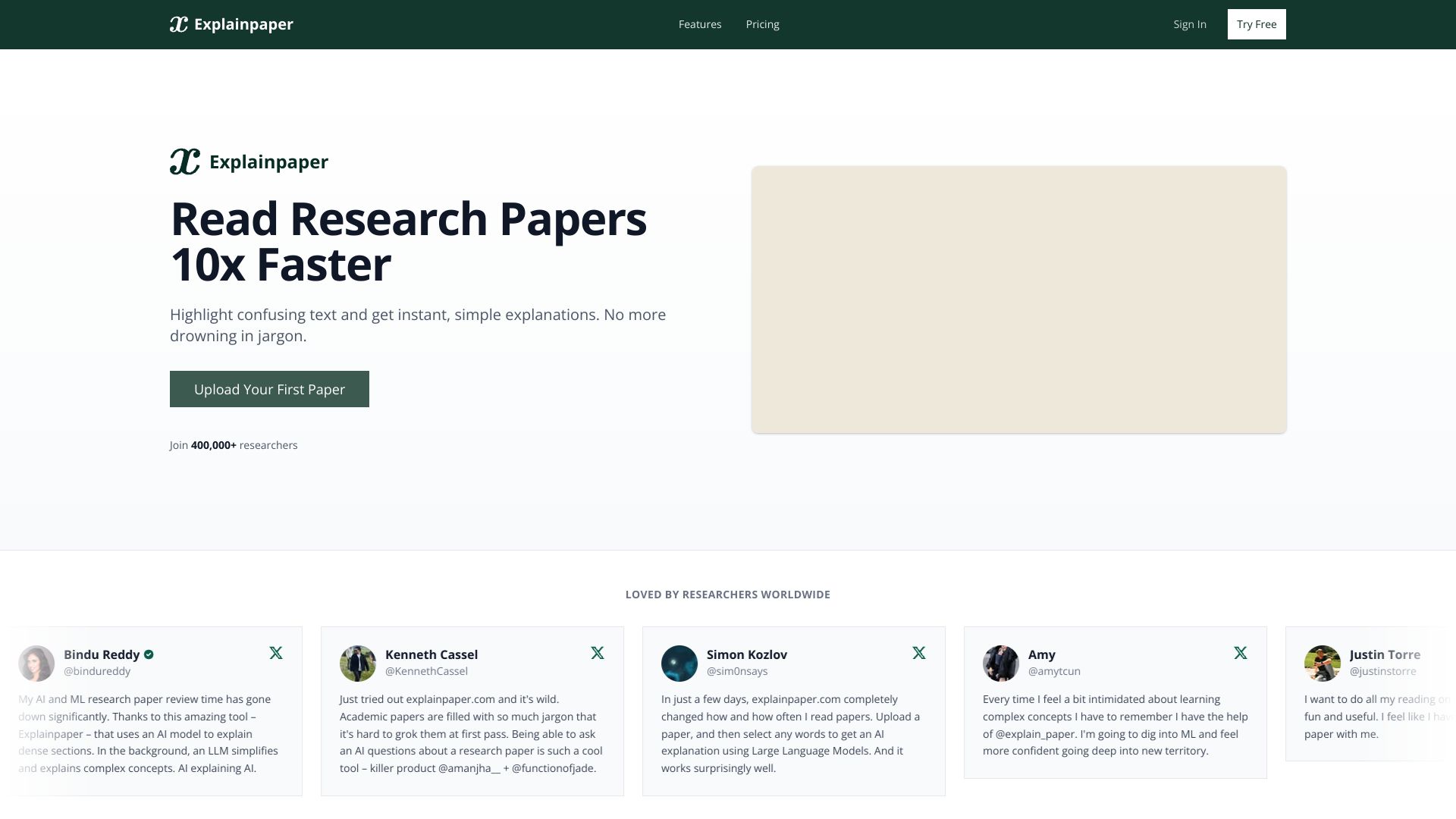 Explainpaper – AI学术论文阅读与文献速读辅助工具