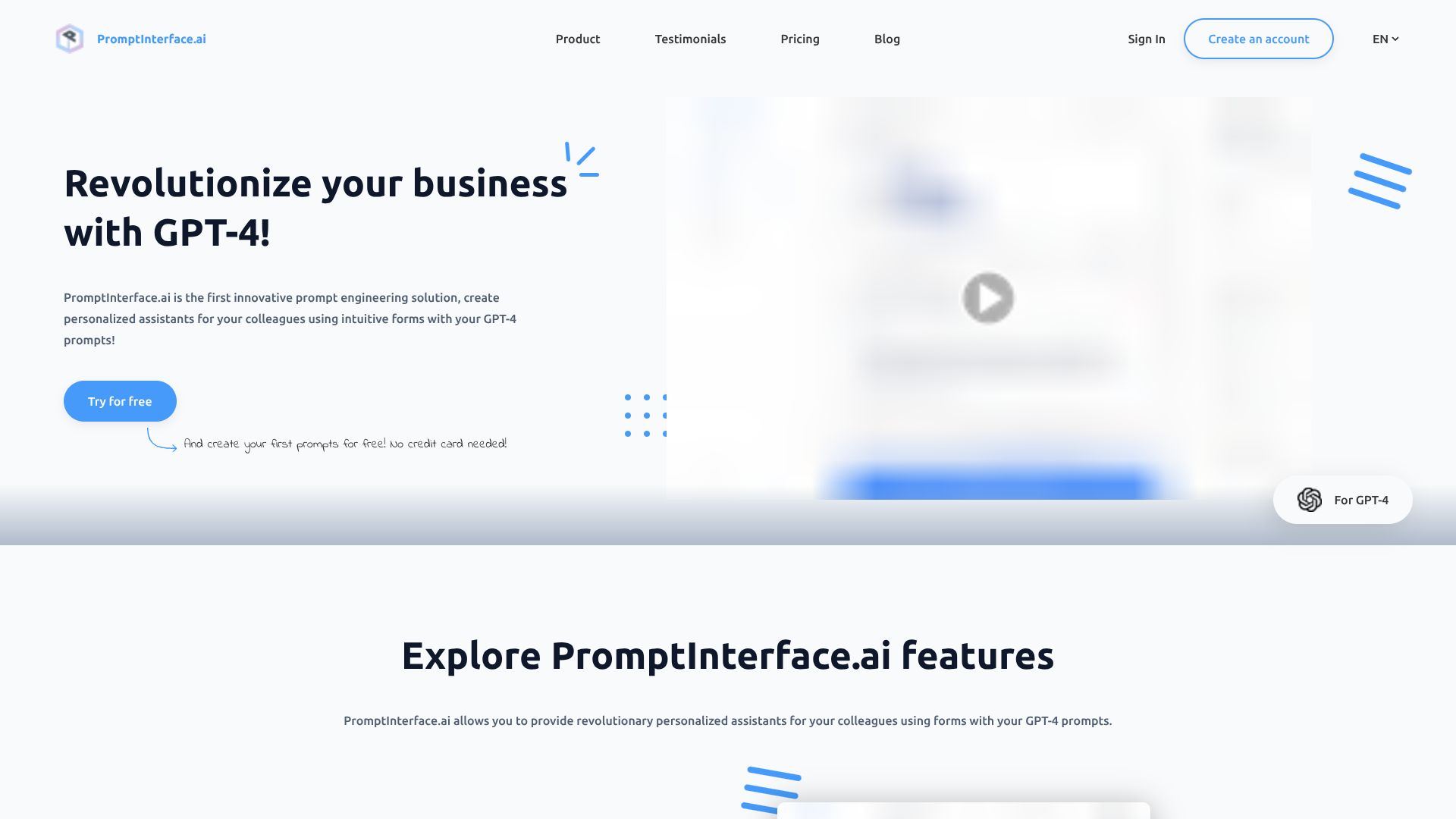 PromptInterface.ai – 基于GPT-4的表单式Prompt协作与AI助手创建平台
