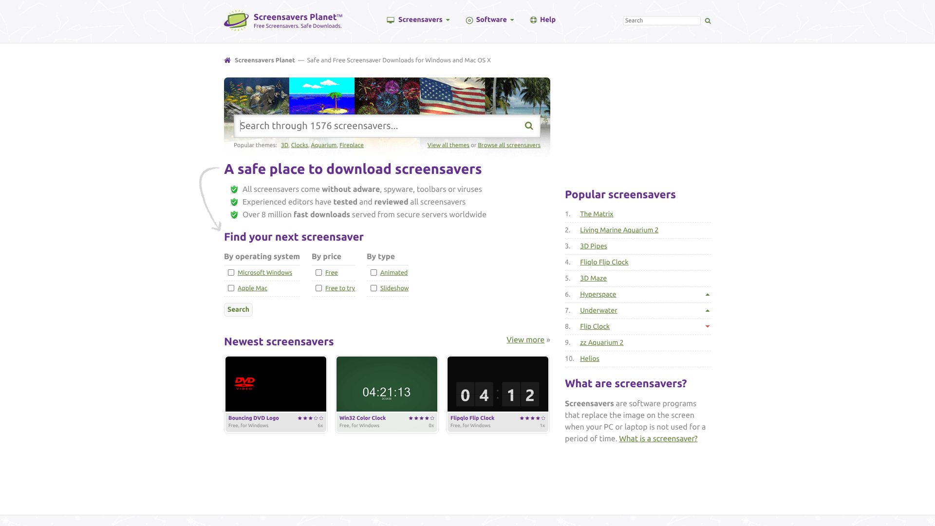 Screensavers Planet – 安全免费的高品质电脑屏幕保护程序下载网
